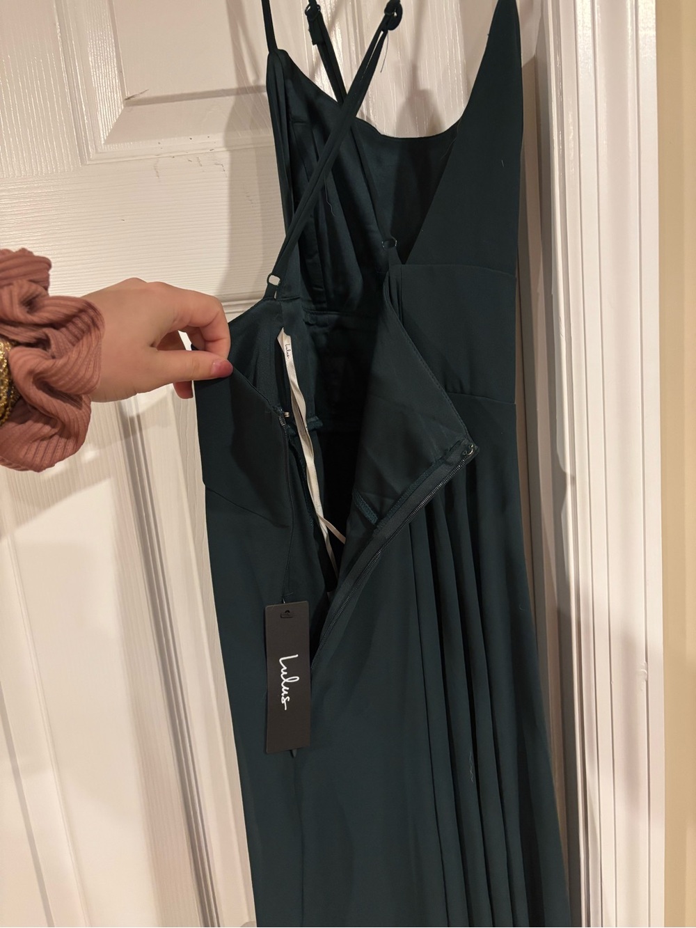 Lulu's Deep Teal Strapless Pleated Maxi Dress